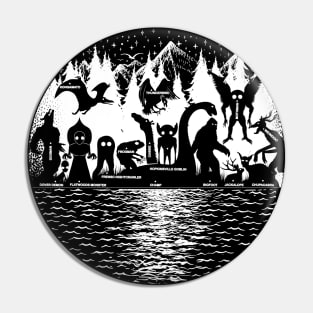 Cryptid Creatures Mountains And Stars! Cryptozoology Pin