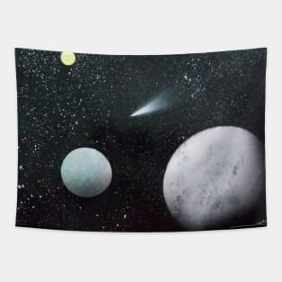 Sun, Earth, Moon and a comet Tapestry