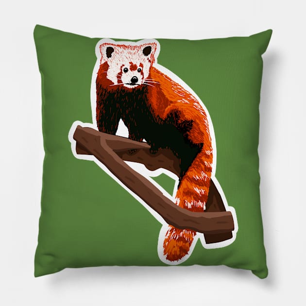 Red Panda Pillow by byebyesally