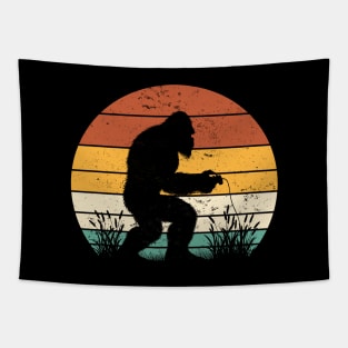 Bigfoot Sasquatch Playing Video Games Vintage Distressed Gamer Tapestry