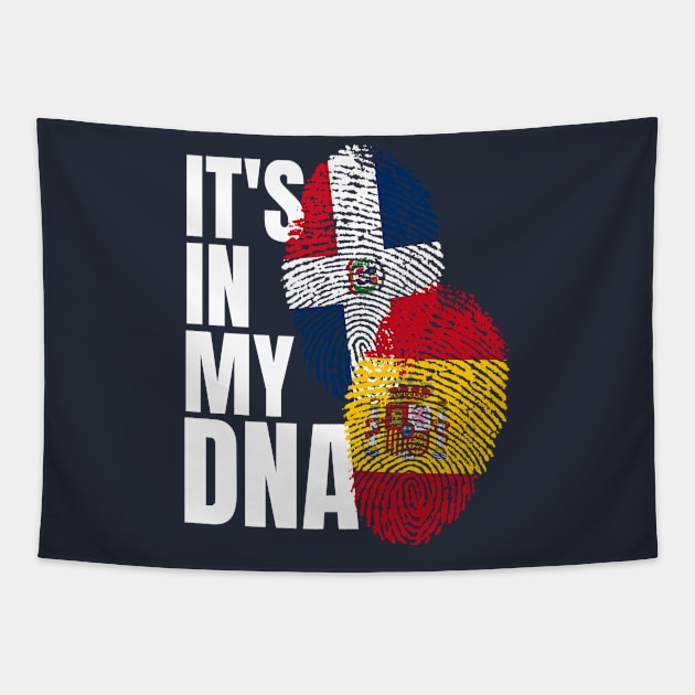 Spaniard And Dominican DNA Mix Flag Heritage Gift Tapestry by Just Rep It!!