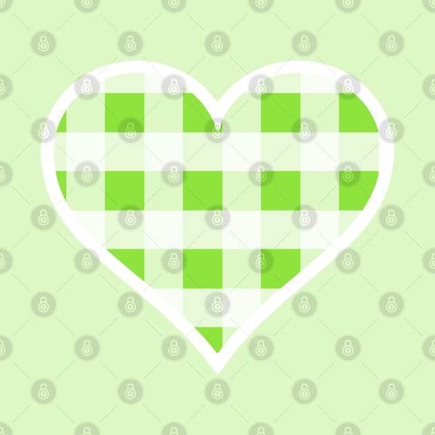 Apple Green and White Buffalo Plaid Heart by bumblefuzzies