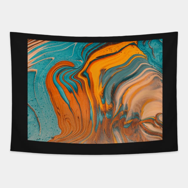 Blue and Orange Waves Tapestry by xart