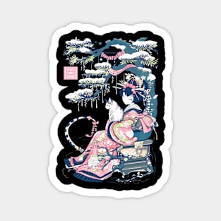 Japanese Girl With Dragon and Cats T-Shirt 03 Magnet