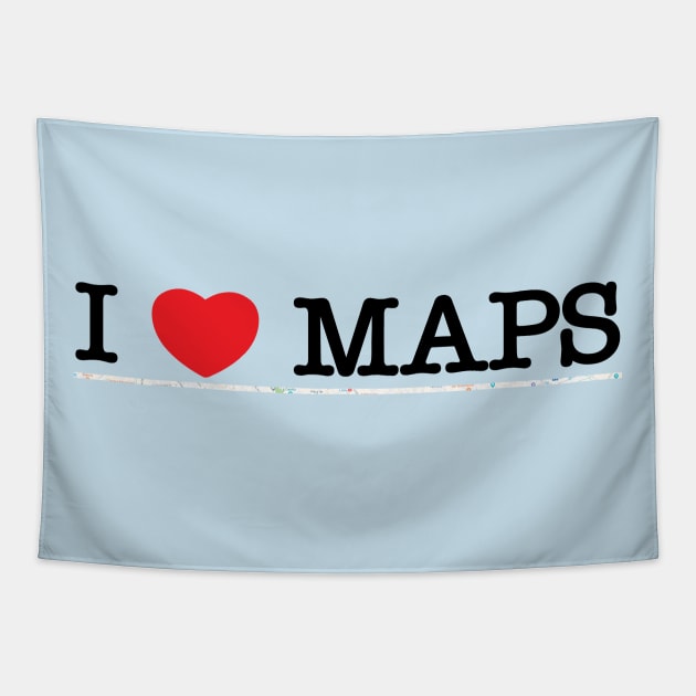 I LOVE MAPS Tapestry by noranovak