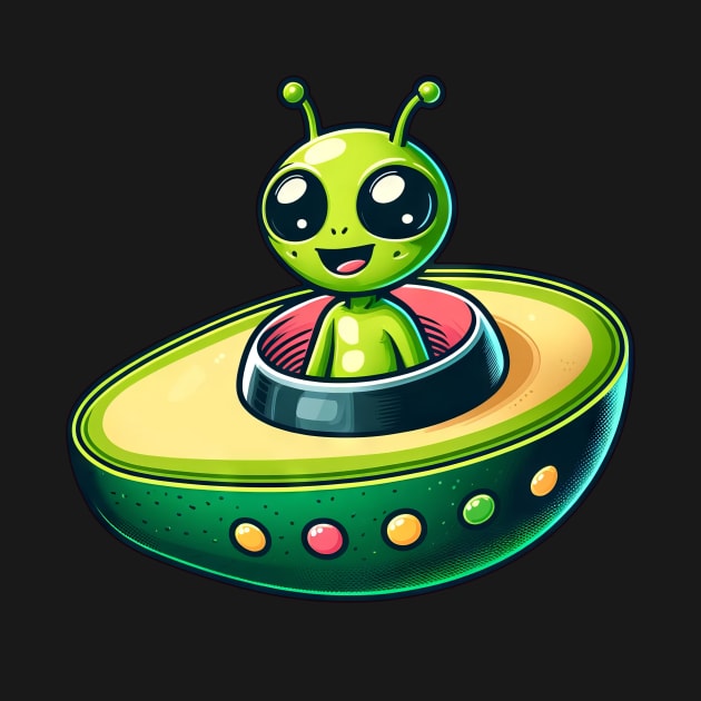 Alien with Avocado UFO Vegan Design by HBfunshirts