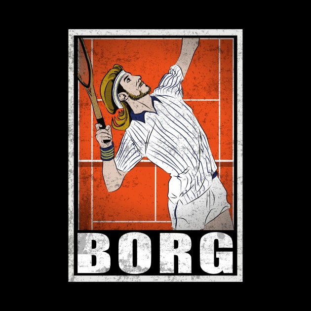 Borg Tennis Player Hero Vintage Grunge by TEEWEB