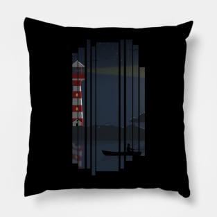 Lighthouse with a fisherman Pillow