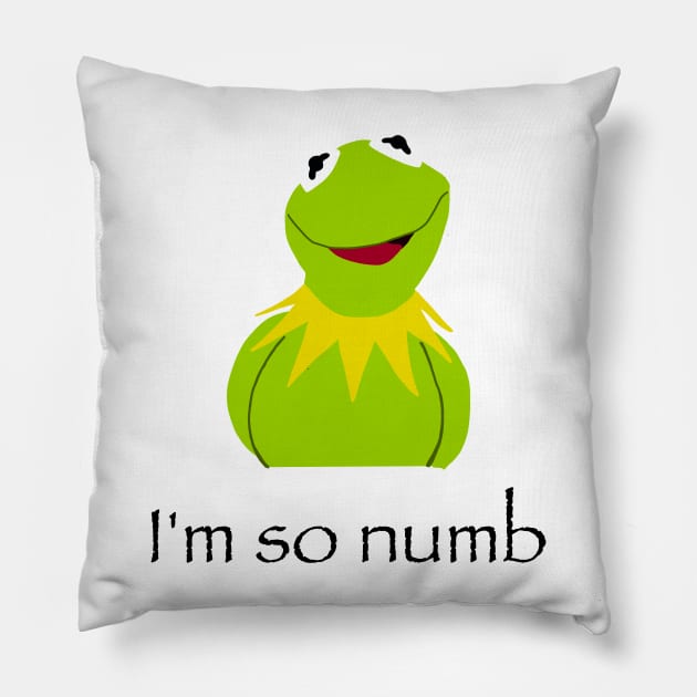 poorly drawn depressed kermit the frog Pillow by erinrianna1