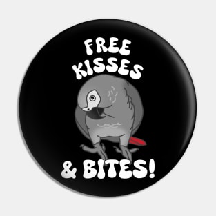 Free kisses & bites! African Grey Parrot Pin