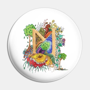 M - an illuminated letter Pin