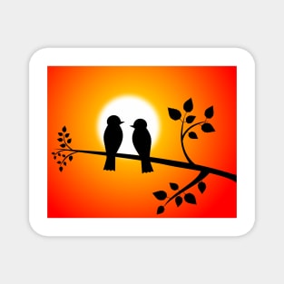 Two birds watching the sunset Magnet