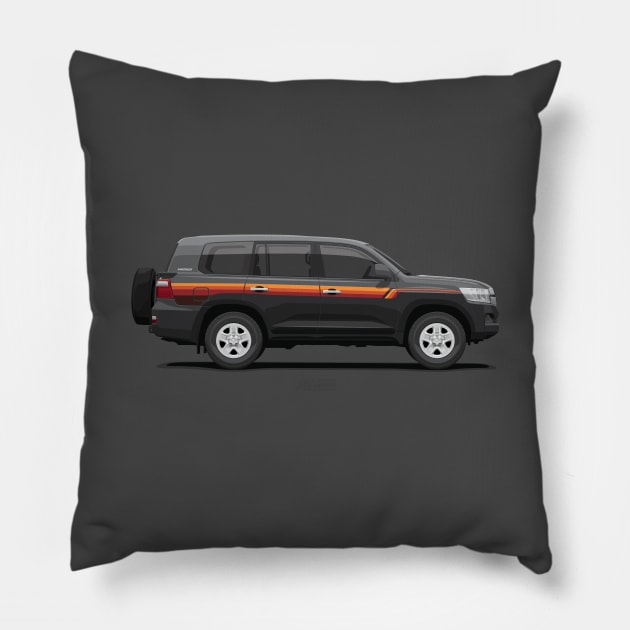 Land Cruiser 200 GX Heritage Edition - Black (AE-Spec) Pillow by ARVwerks