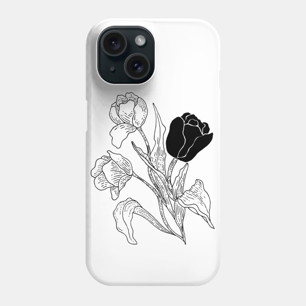 White tulips/Black tulip Phone Case by PrintablesPassions