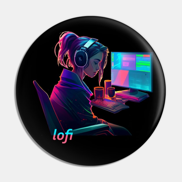 Anime Girl - Lofi Music Pin by TriHarder12