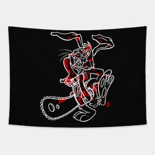 Chainsaw Bunny Cartoon Tapestry