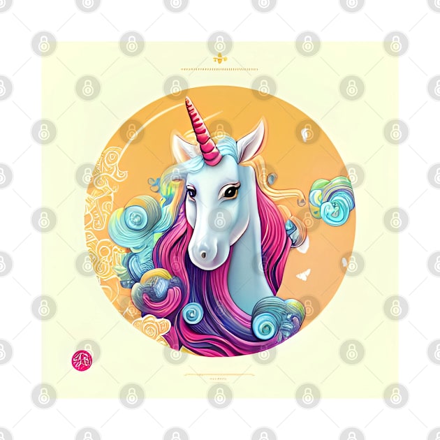 Cute unicorn with colourful design by Greenbubble