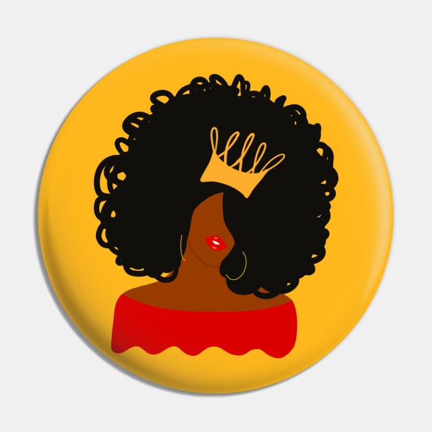 Black Queen With Gold Crown Pin by blackartmattersshop