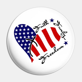 Faith Family Freedom Heart American Flag Pin