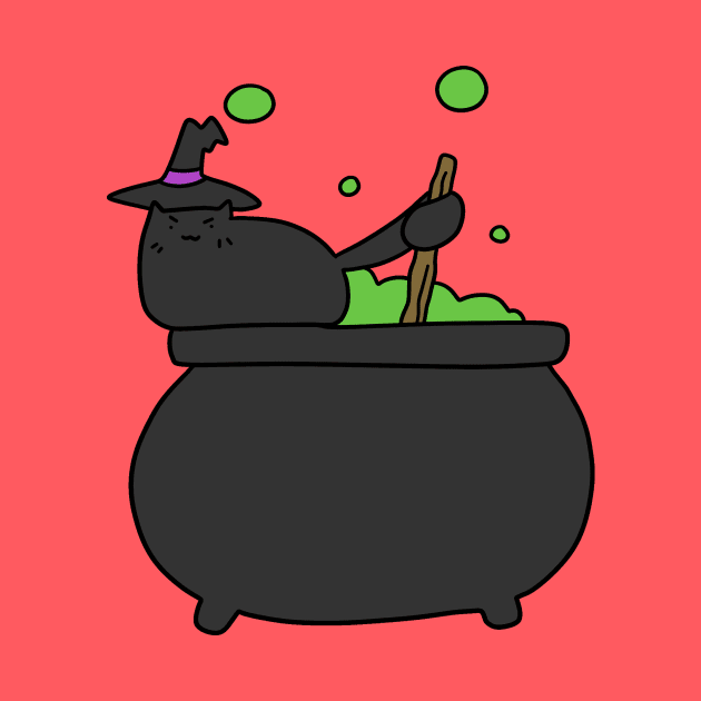 Black Cat and Bubbling Green Cauldron by saradaboru