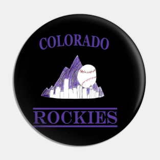 Colorado Rockies Logo with Denver Skyline Pin