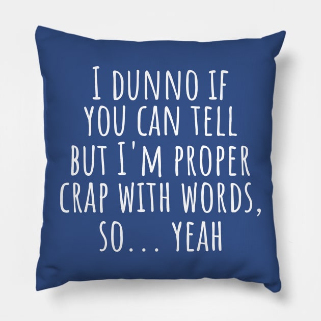 I Dunno If You Can Tell, But I'm Crap with Words funny saying Pillow by Luxinda