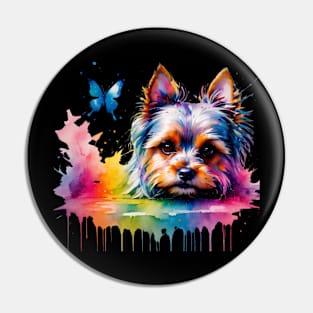 Yorkie Water Color T-shirt Pin