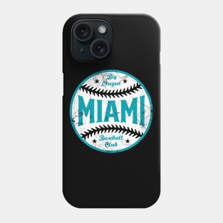 Miami Retro Big League Baseball - Black Phone Case