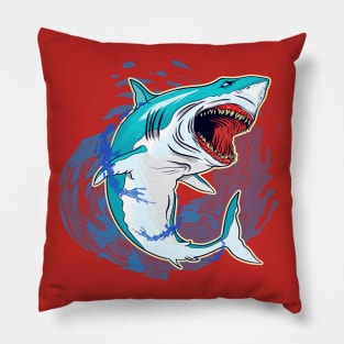 Shark with splashes water Pillow