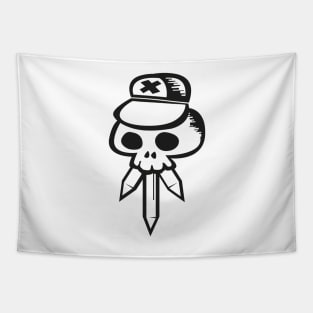 skull hat black Tapestry