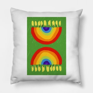 Rainbow Chanukiah Green Print Pillow