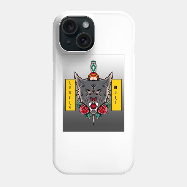 Lonely wolf Phone Case by Vintage Oldschool Apparel 