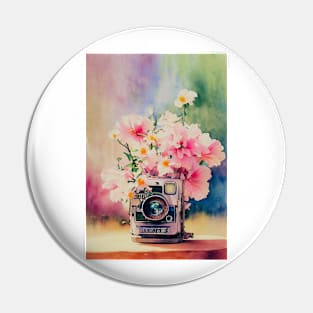 Watercolor vintage camera Pin