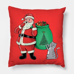 Cat and santa claus Pillow