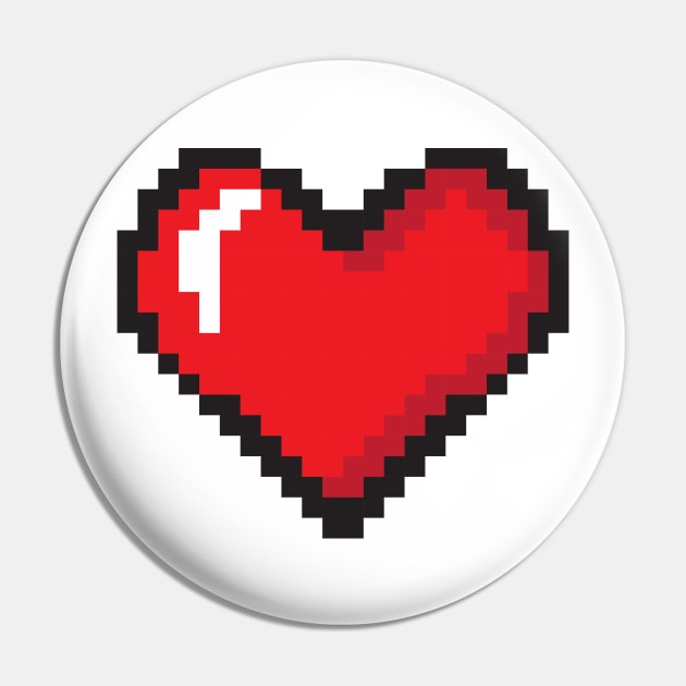 Pixel Heart Sticker - retro 8 bit game style Pin by mrsupicku