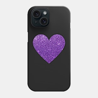 Purple Faux Glitter Heart Phone Case