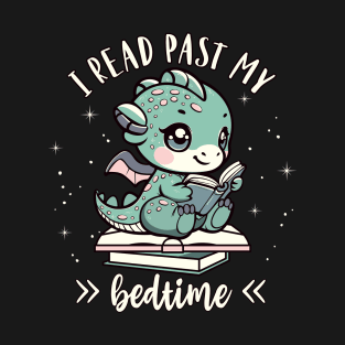 Books Reading Cute Book Dragon I Read Past My Bedtime Kids T-Shirt