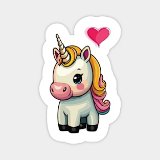 Cute, baby unicorn with heart Magnet