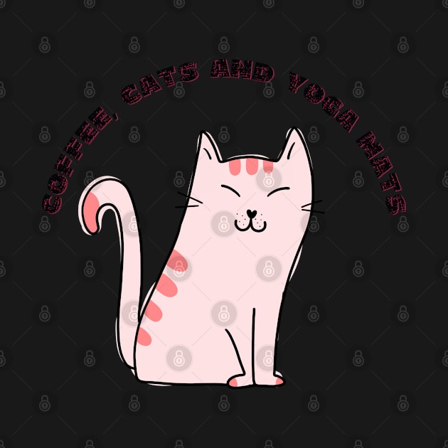 Coffee cats and yoga mats funny yoga and cat drawing by Red Yoga