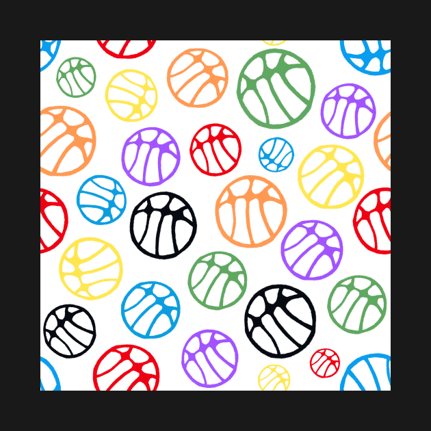 Colorful Basketball Ball Pattern on White by OneLook