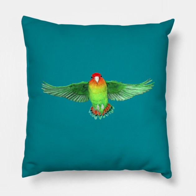 Flying parrot acrylic painting Pillow by Bwiselizzy
