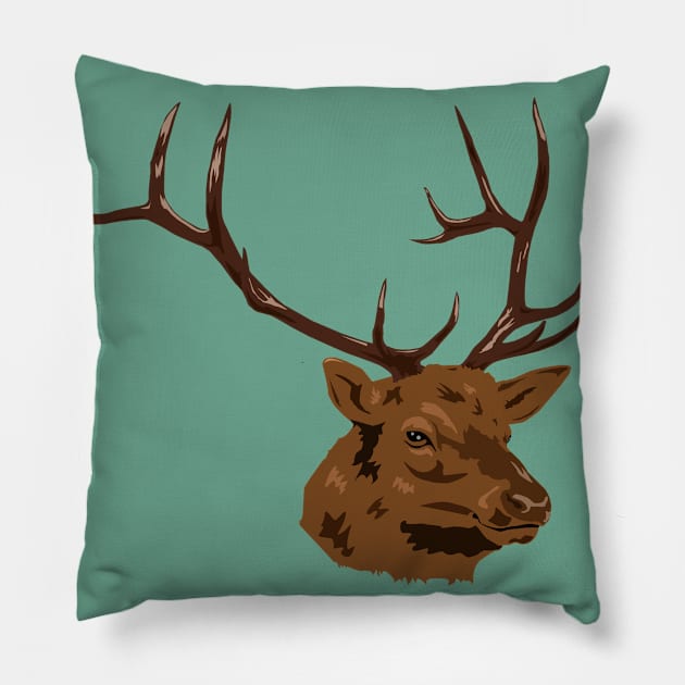 Stag Vector Portrait Pillow by TaliDe