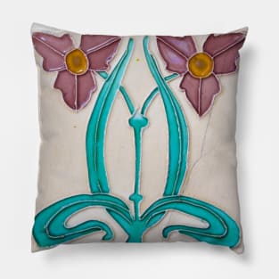 Vintage Art Nouveau Floral Tile Pillow