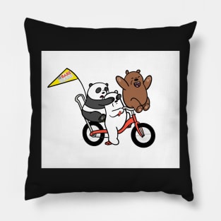 We Bare Bears on a bike Pillow