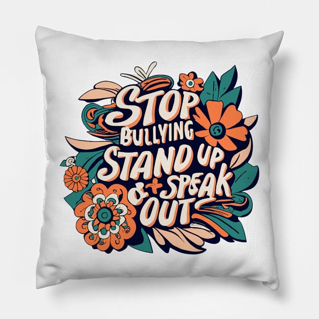 Stop Bullying Stand Up And Speak Out Anti-Bullying Unity Pillow by AimArtStudio