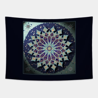 Mosaic Mandala in Blue T Shirt Tapestry