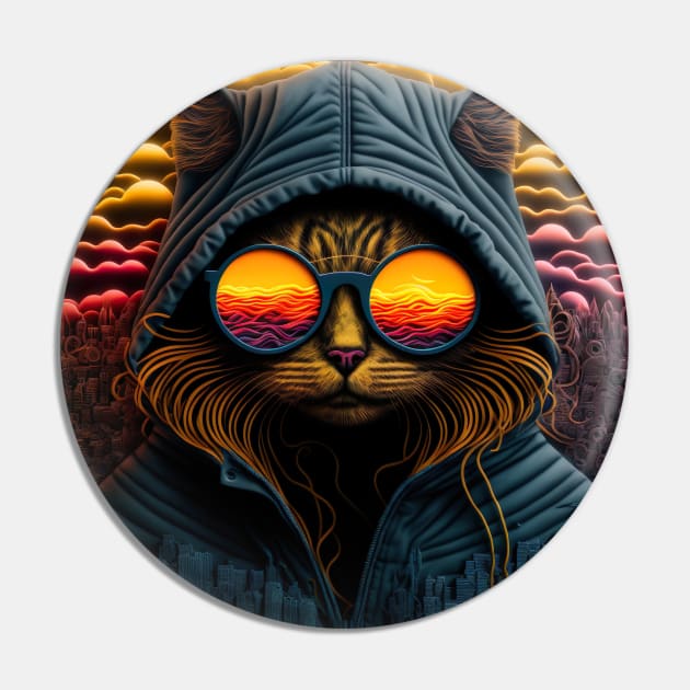 Hip Cat in the Sunset Pin by GozuDesigns