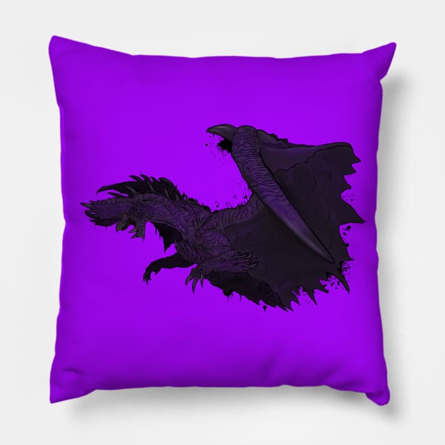 Monster hunter world Alatreon the blazing black dragon Pillow by Renovich