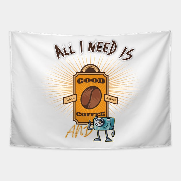 All i need is coffee and camera Tapestry by DOGGHEAD