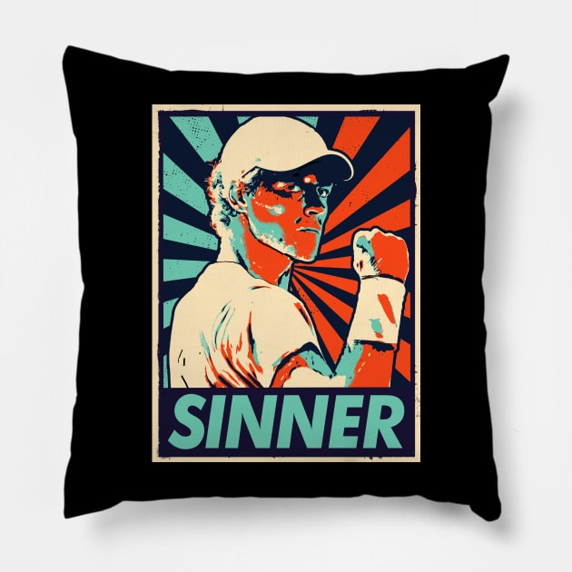 Jannik Sinner Retro Pillow by SmithyJ88